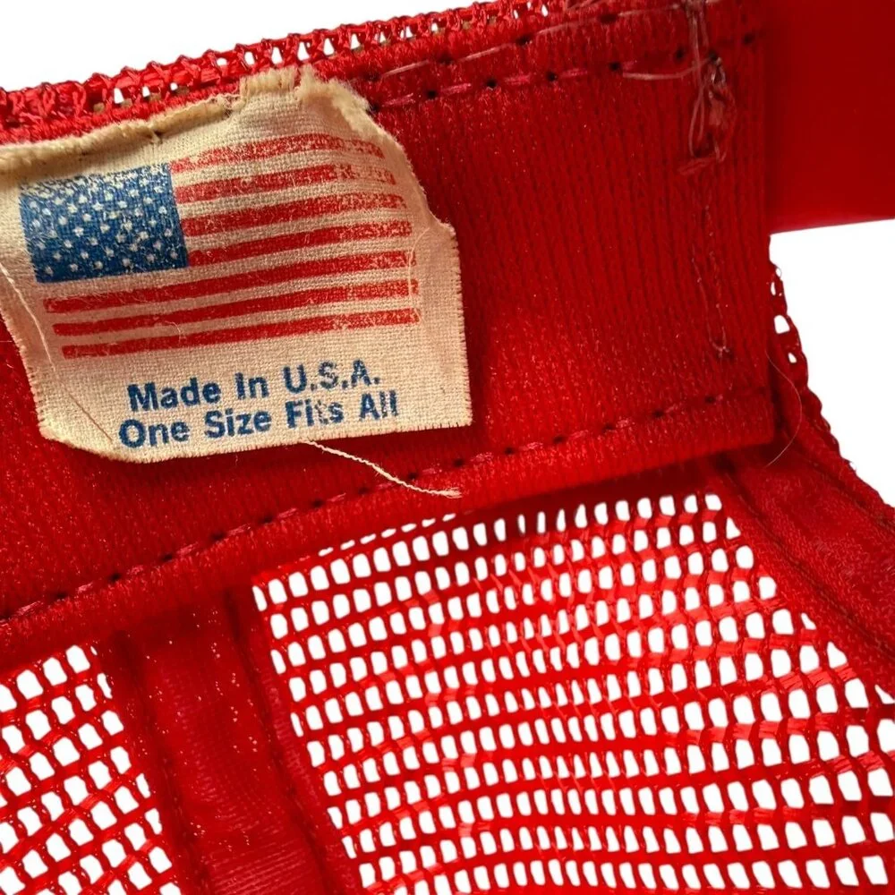 VTG Genuine Budweiser Racing Trucker Hat Red Mesh Snapback Patch Flat Bill USA - Picture 8 of 9